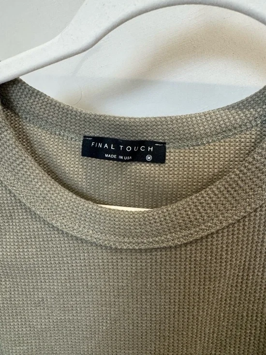 Final Touch Olive Waffle-Knit Crew Neck Top - Picture 2 of 2